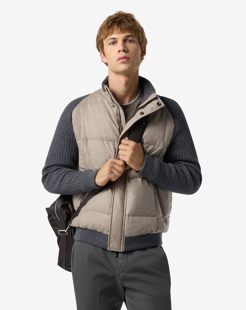 CORNELIANI Beige stretch technical cashmere bomber jacket outlook