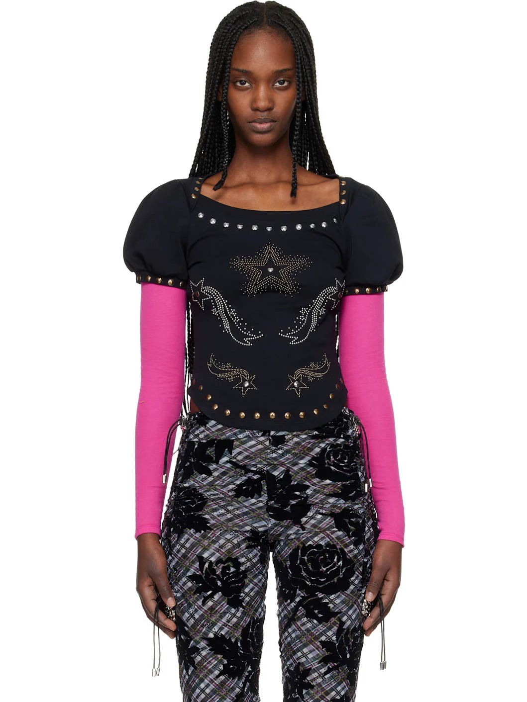 Black & Pink Janine Jersey Top - 1