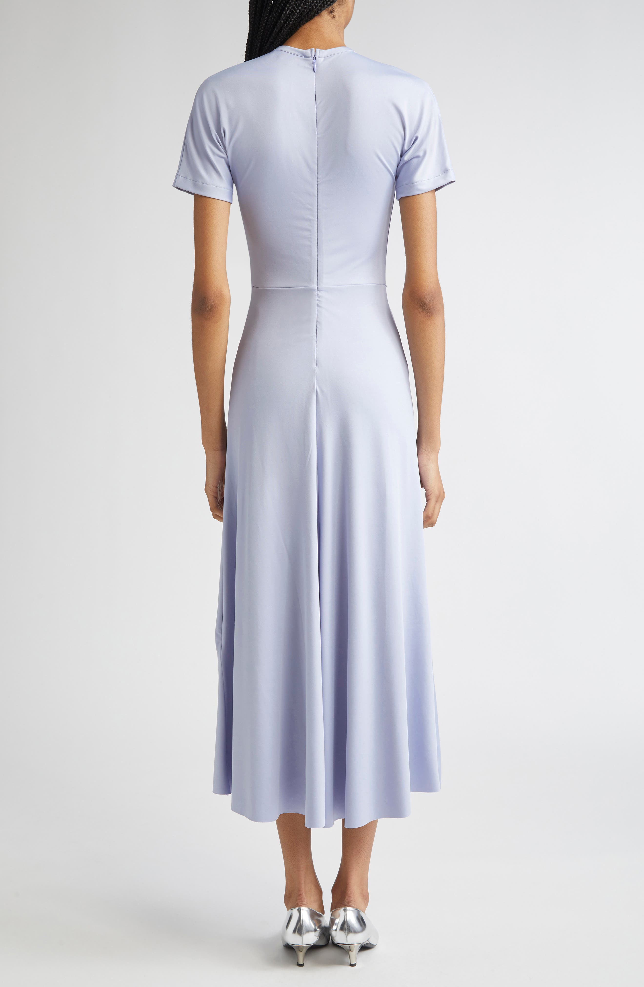 Victoria Beckham Gathered Detail T-Shirt Midi Dress in Delphinium at Nordstrom - 2