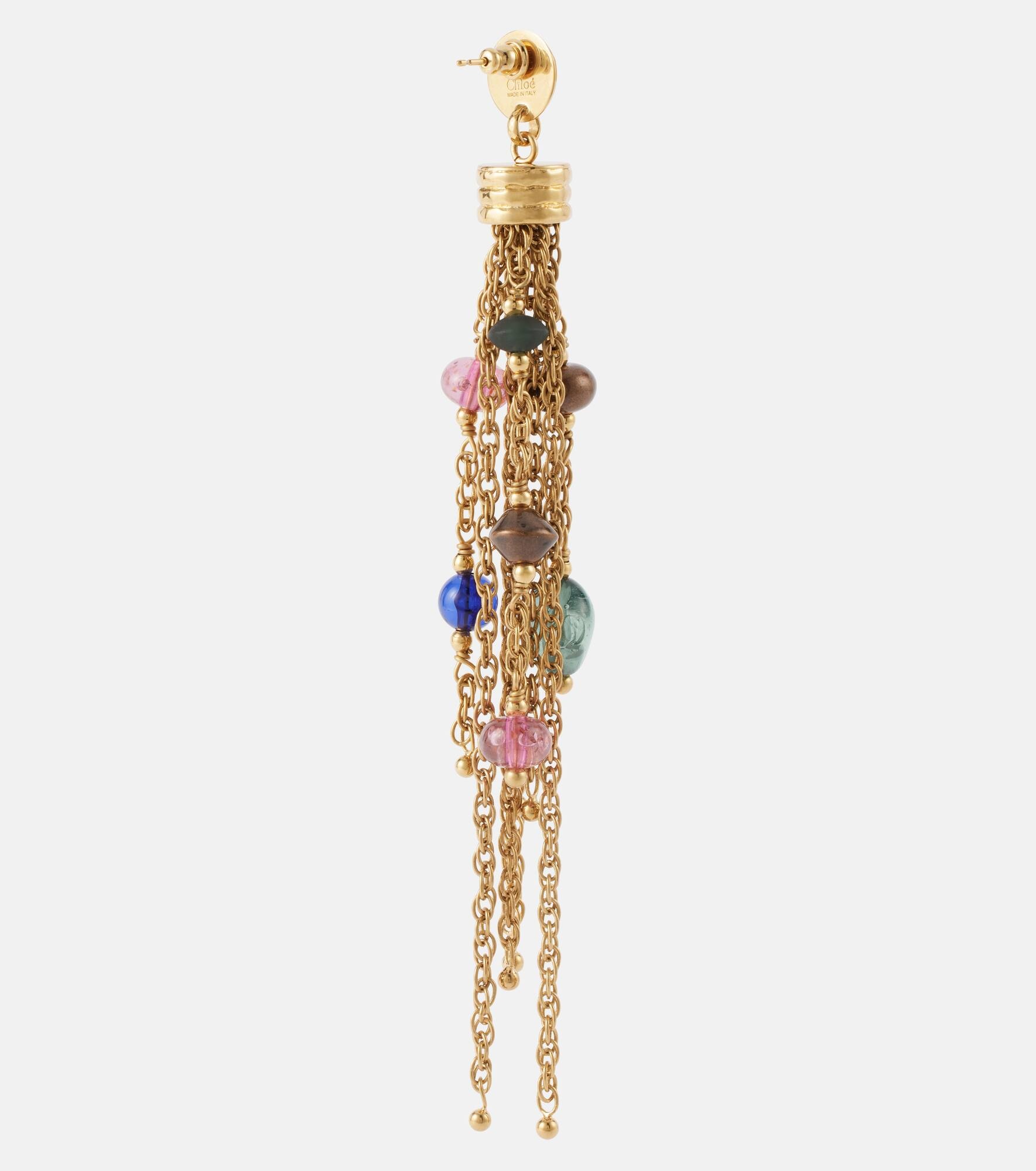 Pompoms beaded drop earrings - 5