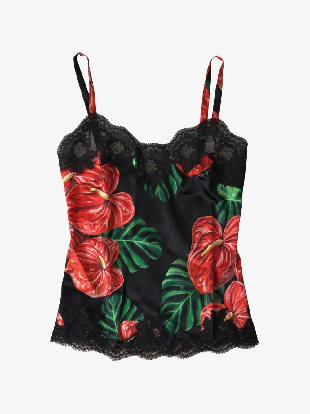 floral-print lace-trim camisole - 1