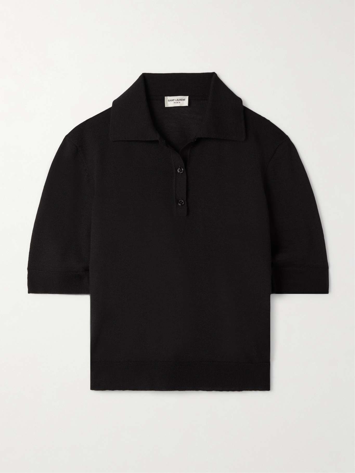 Embroidered wool, cashmere and silk-blend polo shirt - 1