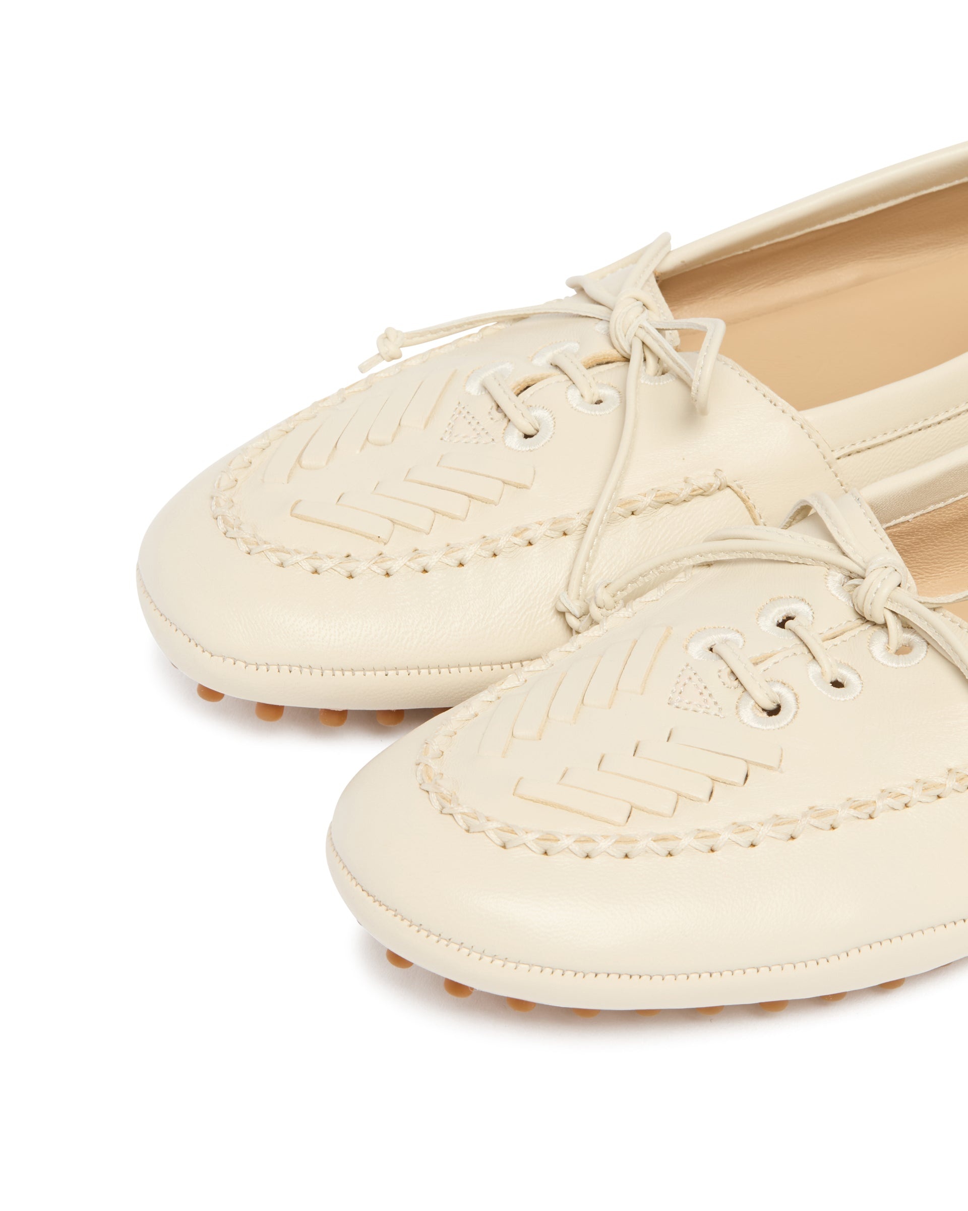 White Leather Loafers - 6