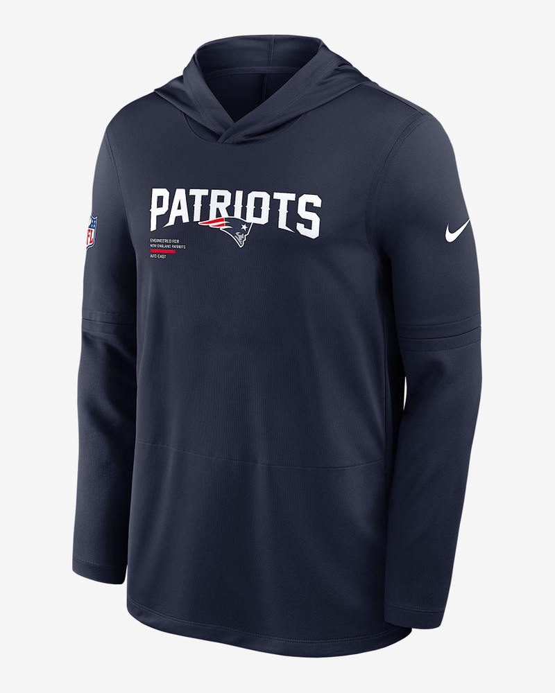New England Patriots Pure Fury Sideline Men's Nike Dri-FIT NFL Long-Sleeve Hooded Top 1