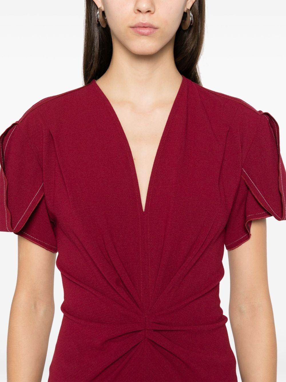 gathered V-neck midi dress - 5