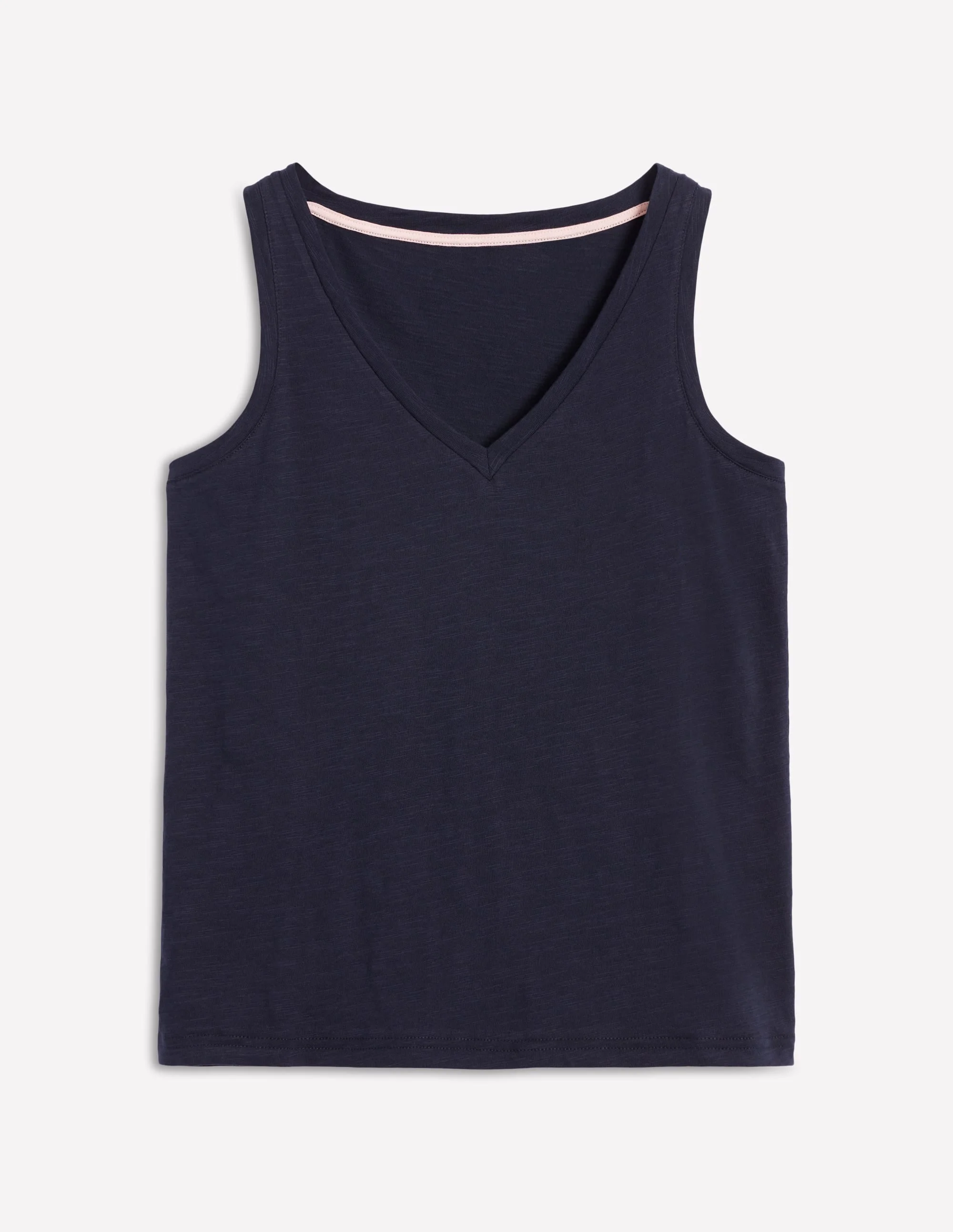 Regular V-Neck Slub Tank-Navy - 1