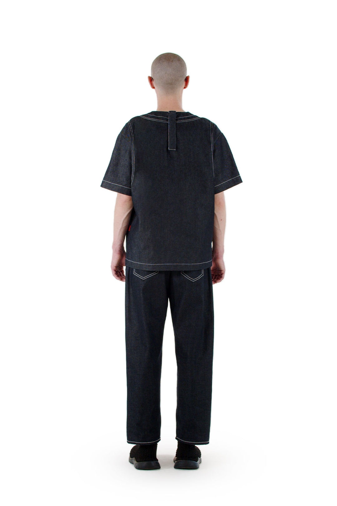 WOVEN T-SHIRT / dark denim - 2