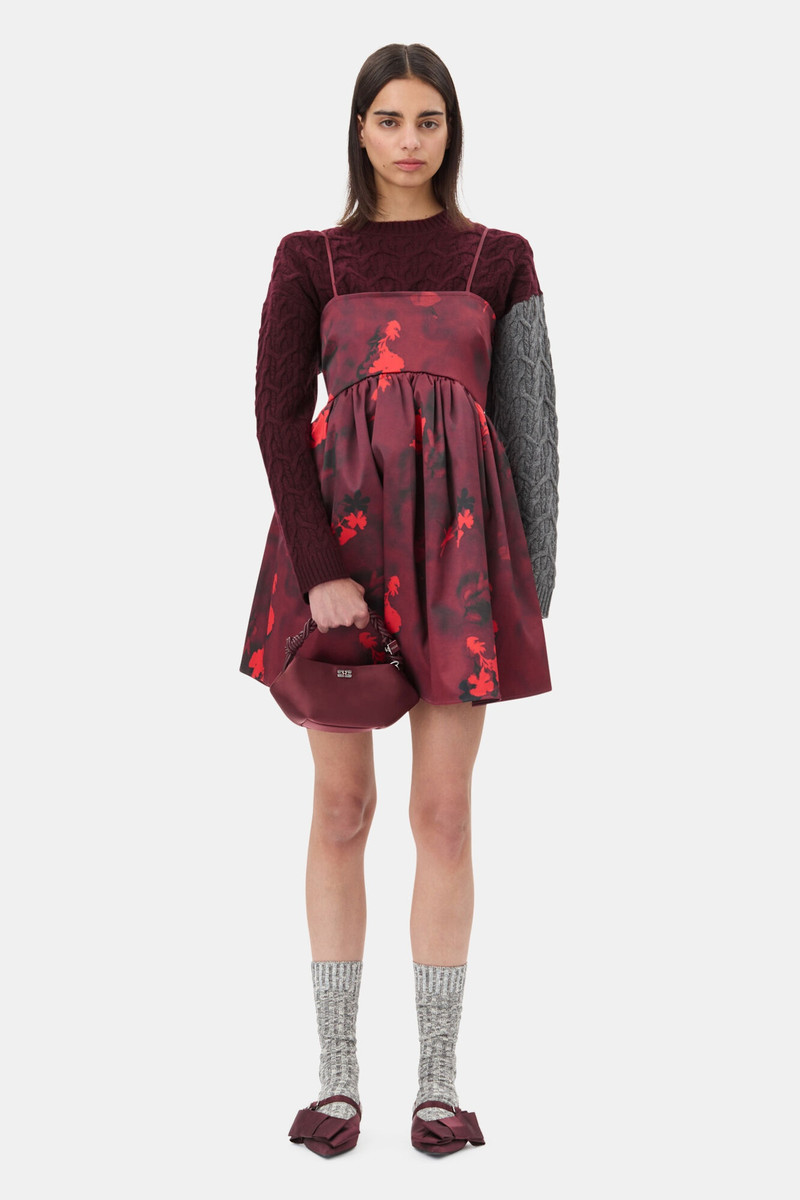 GANNI DARK BURGUNDY SATIN MINI GANNI BOU BAG outlook