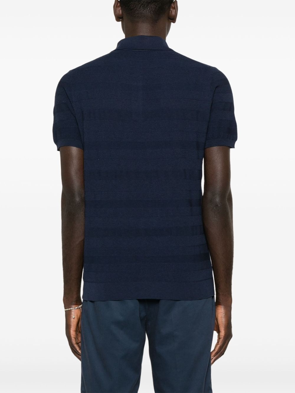 ribbed-knit polo top - 4