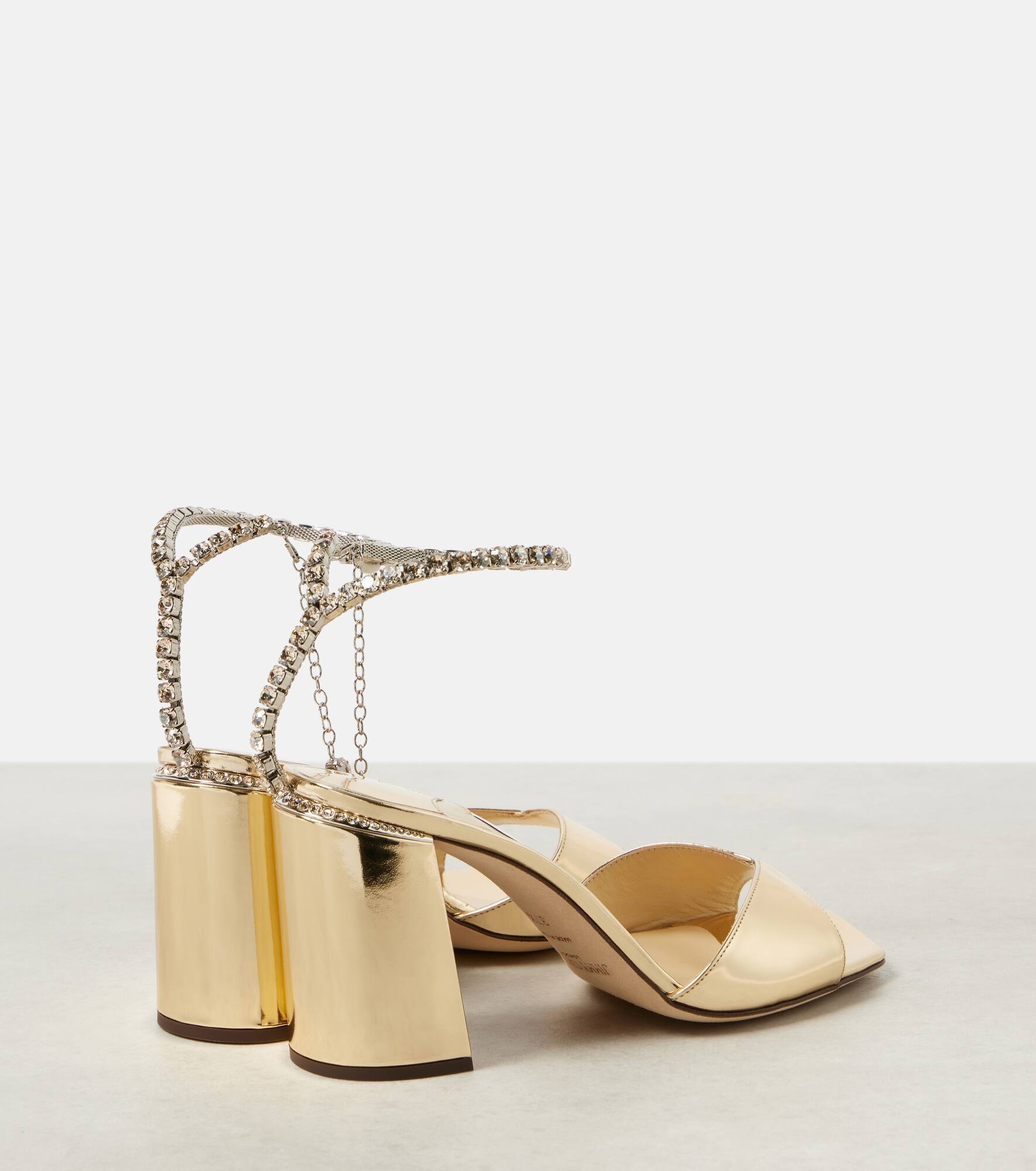 Saeda 85 embellished metallic leather sandals - 3