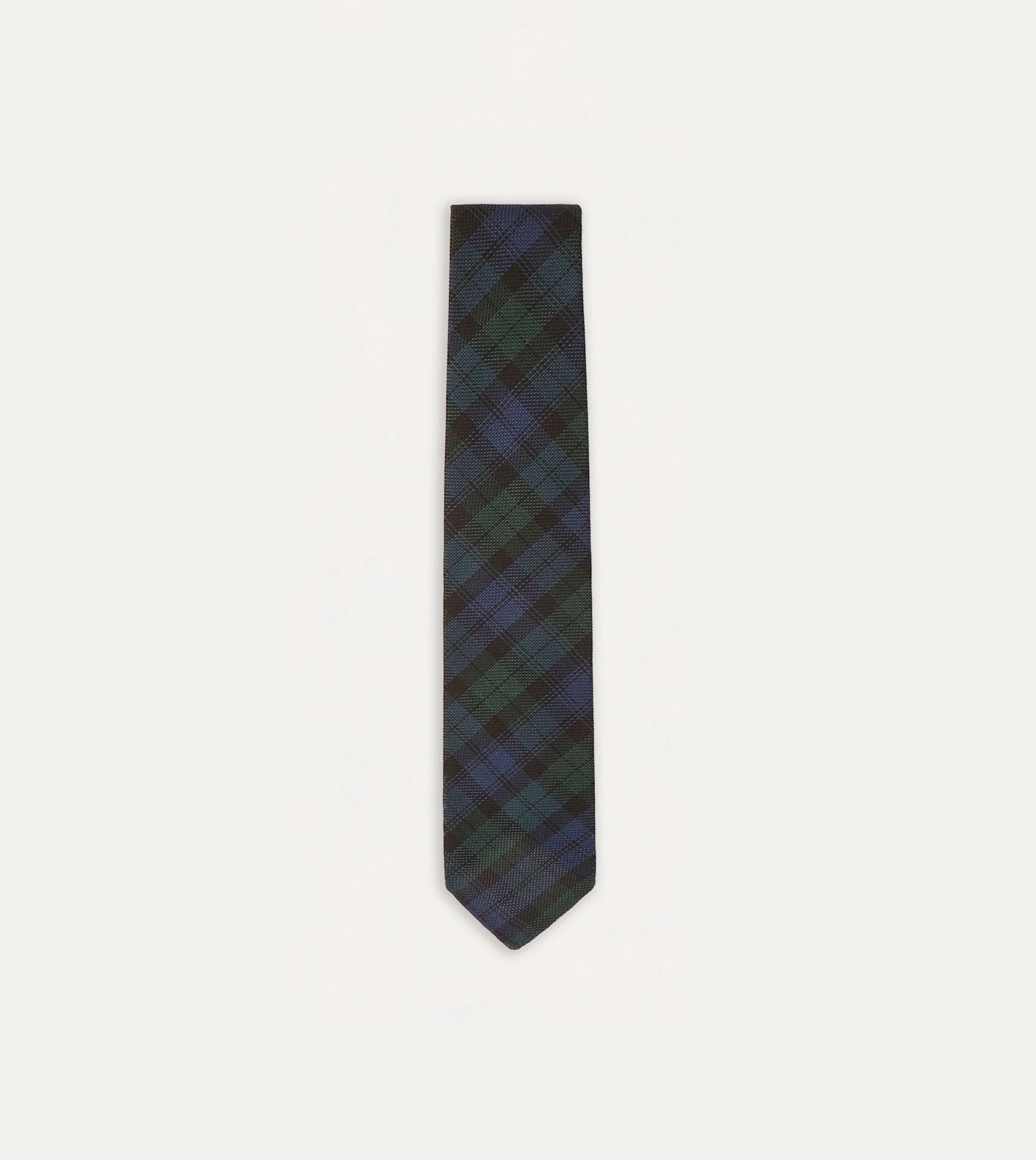 Blackwatch Fine Woven Grenadine Silk Hand Rolled Tie - 1