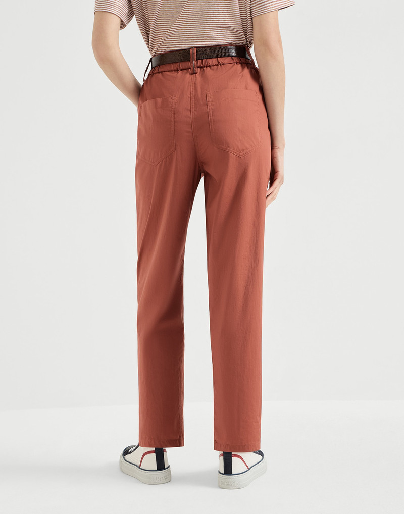 Brunello Cucinelli Lightweight poplin five-pocket track trousers with monili outlook