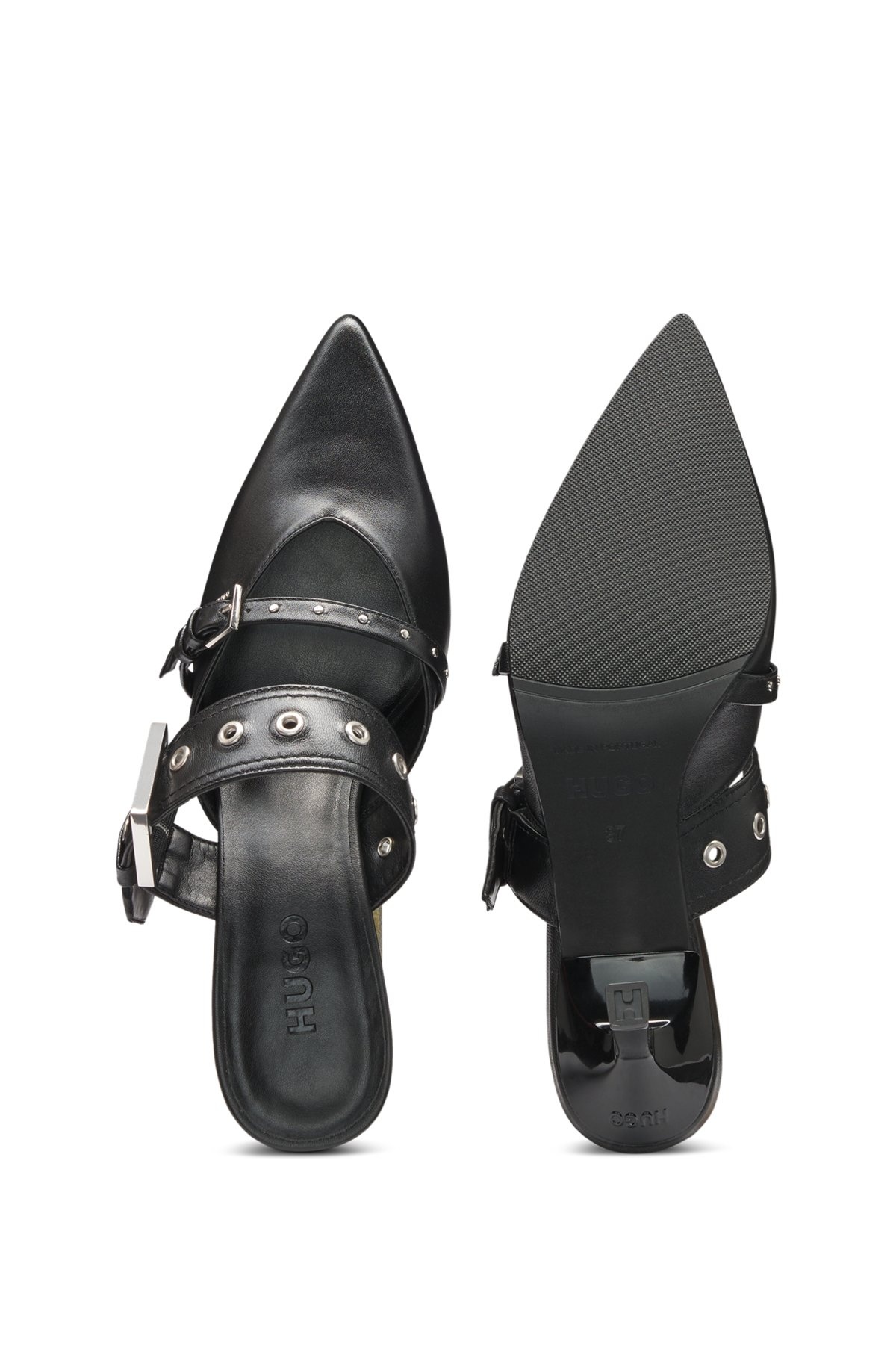 NAPPA-LEATHER MULES WITH TWIN BUCKLED STRAPS - 3
