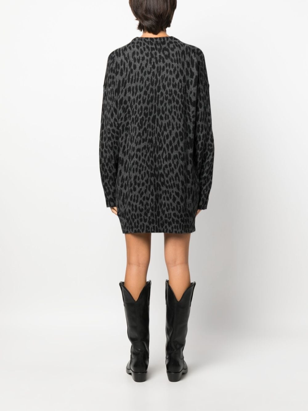 leopard-print cashmere dress - 4