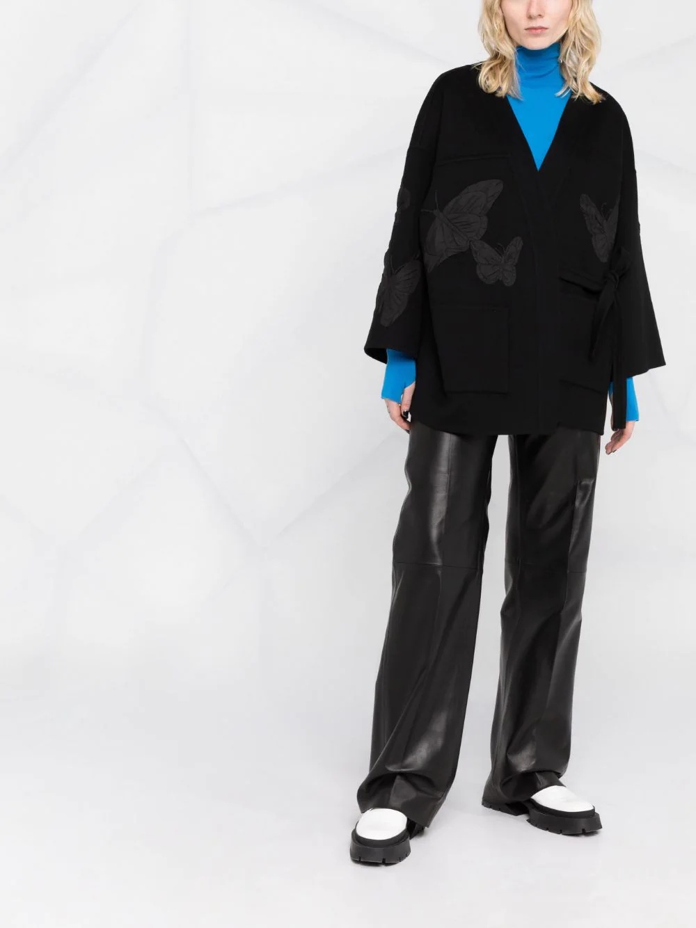 embroidered butterfly wrap jacket - 2