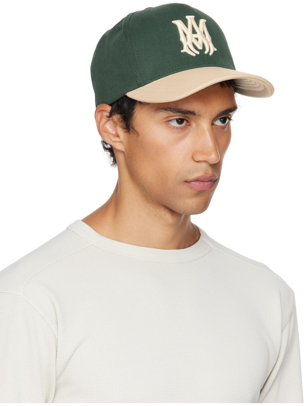 Green & Beige Two Tone Canvas Cap - 2