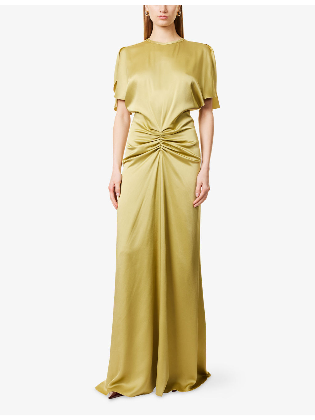 Gathered Low-Back Satin Maxi Dress - 3