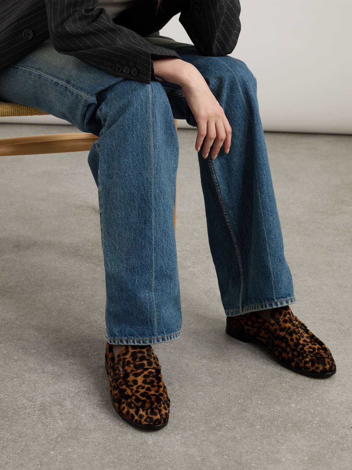 Le Loafer leopard-print calf hair loafers Brown - 2