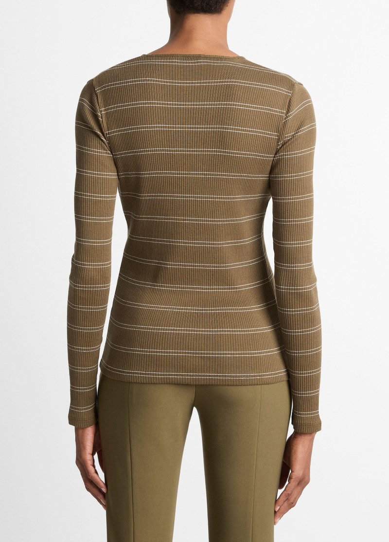 Vince Striped Ribbed Pima Cotton Long-Sleeve T-Shirt outlook