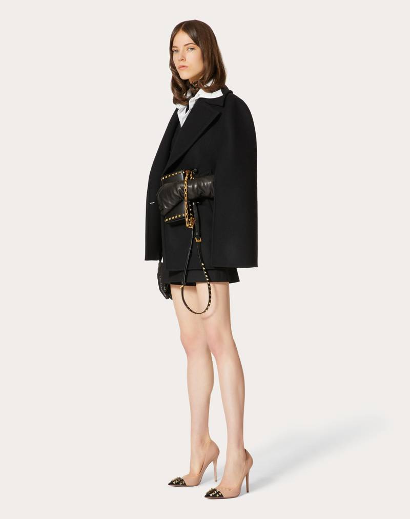 Valentino DIAGONAL DOUBLE WOOL CAPE PEA COAT outlook