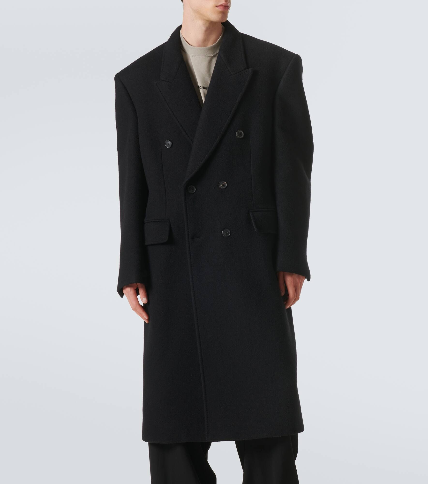 Double-breasted cashmere and wool overcoat - 3