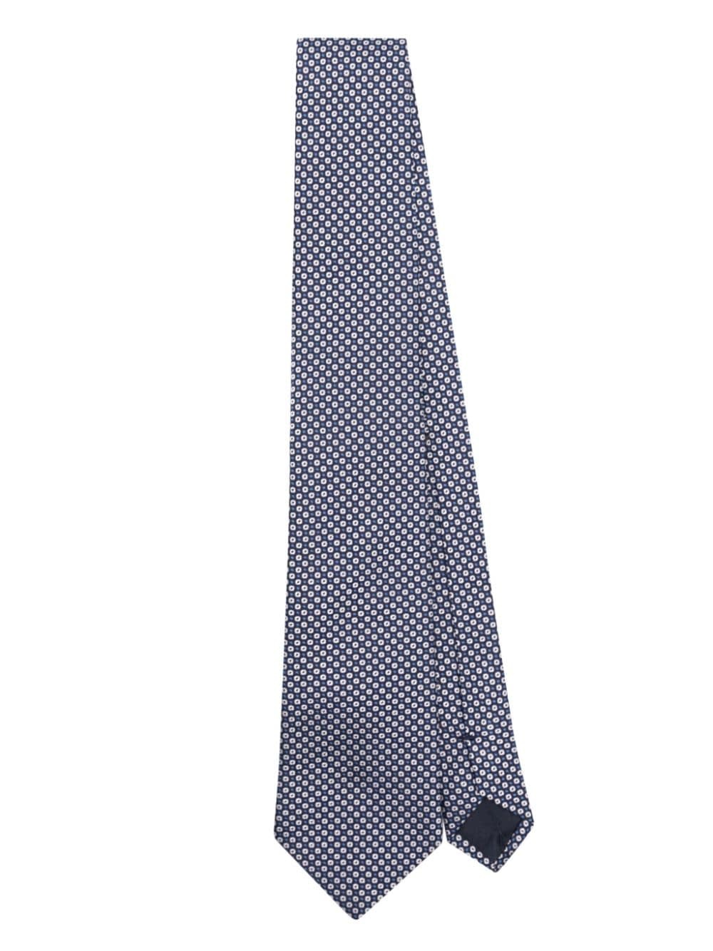 geometric-patterned silk tie - 1