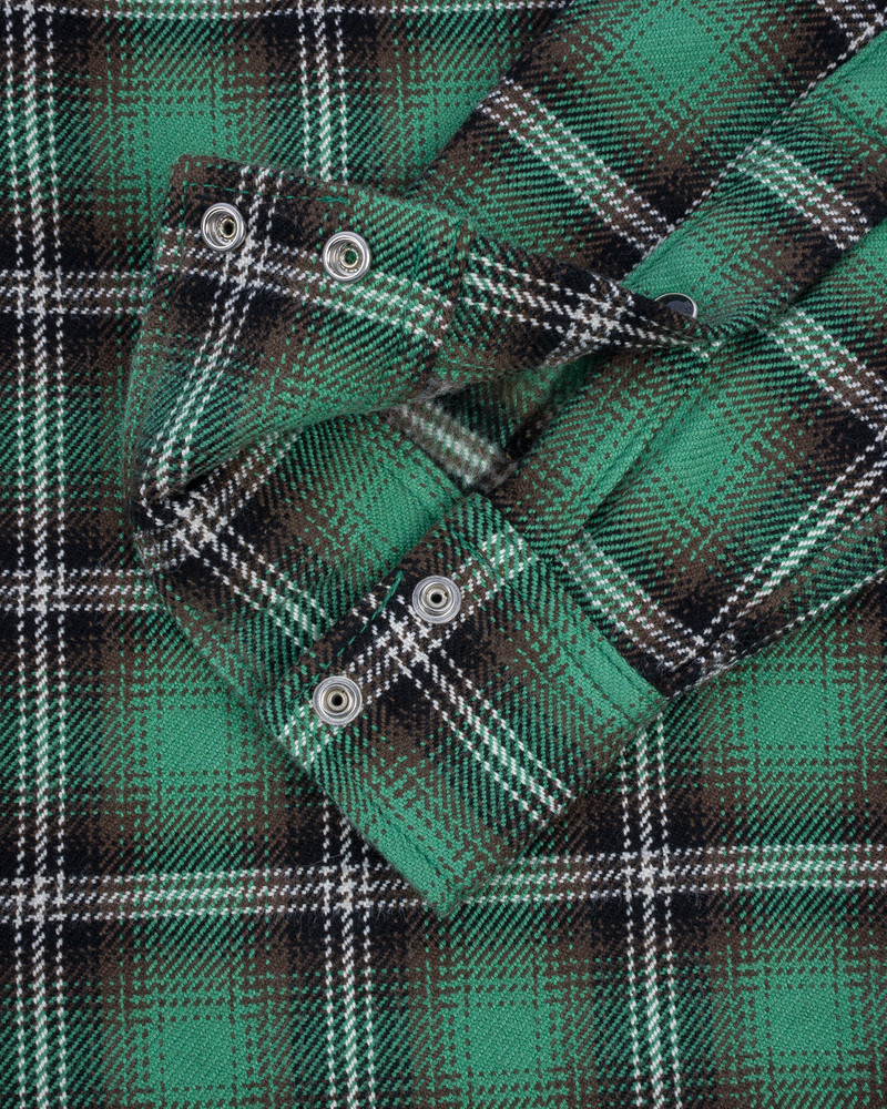 12OZ ULTRA HEAVY FLANNEL CHECK WESTERN SHIRT - GREEN 9