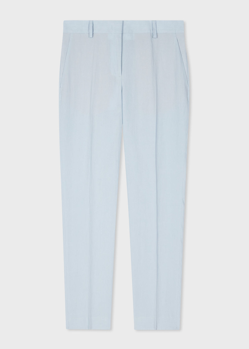 Pale Blue Linen Tapered Trousers 1