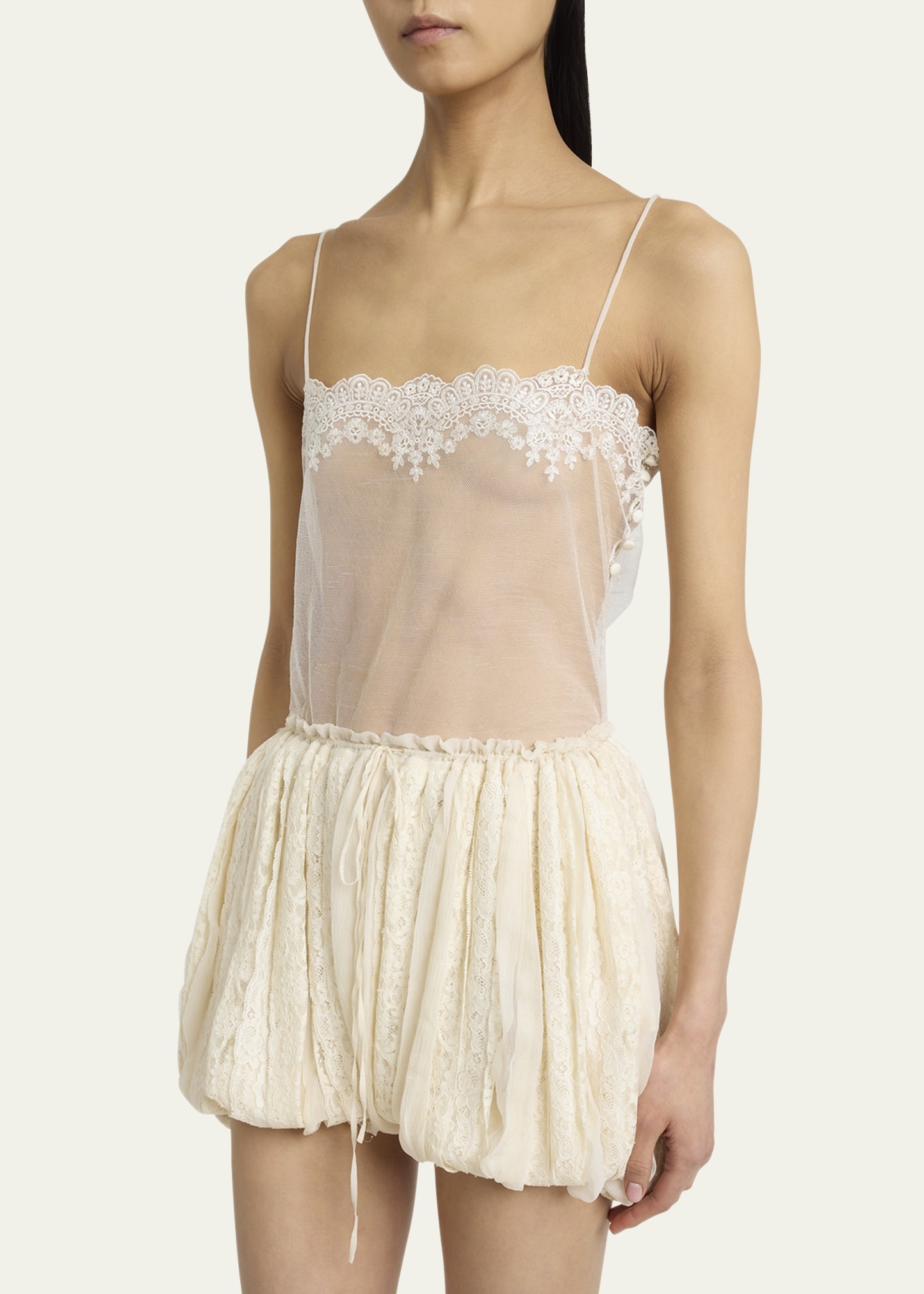 Fitted Lace Embroidered Tank Top - 4