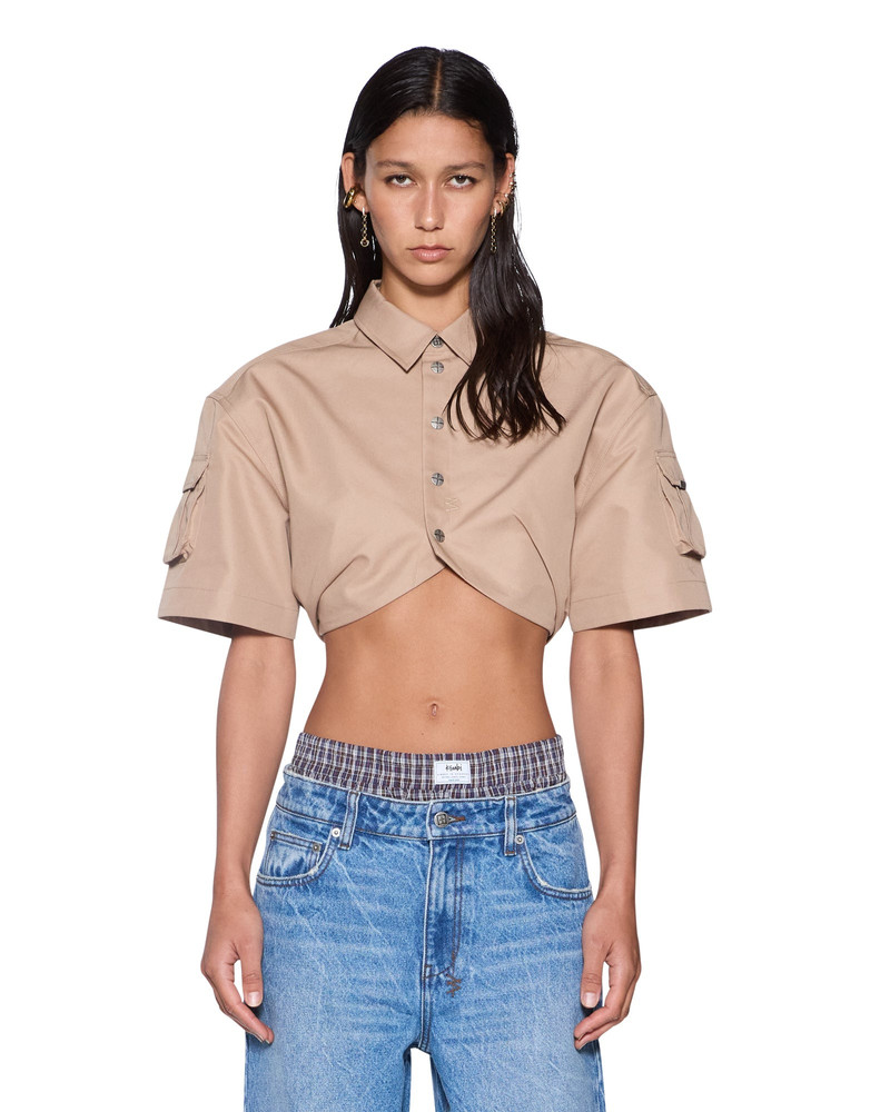 BARKER CROP SS SHIRT TAN 3