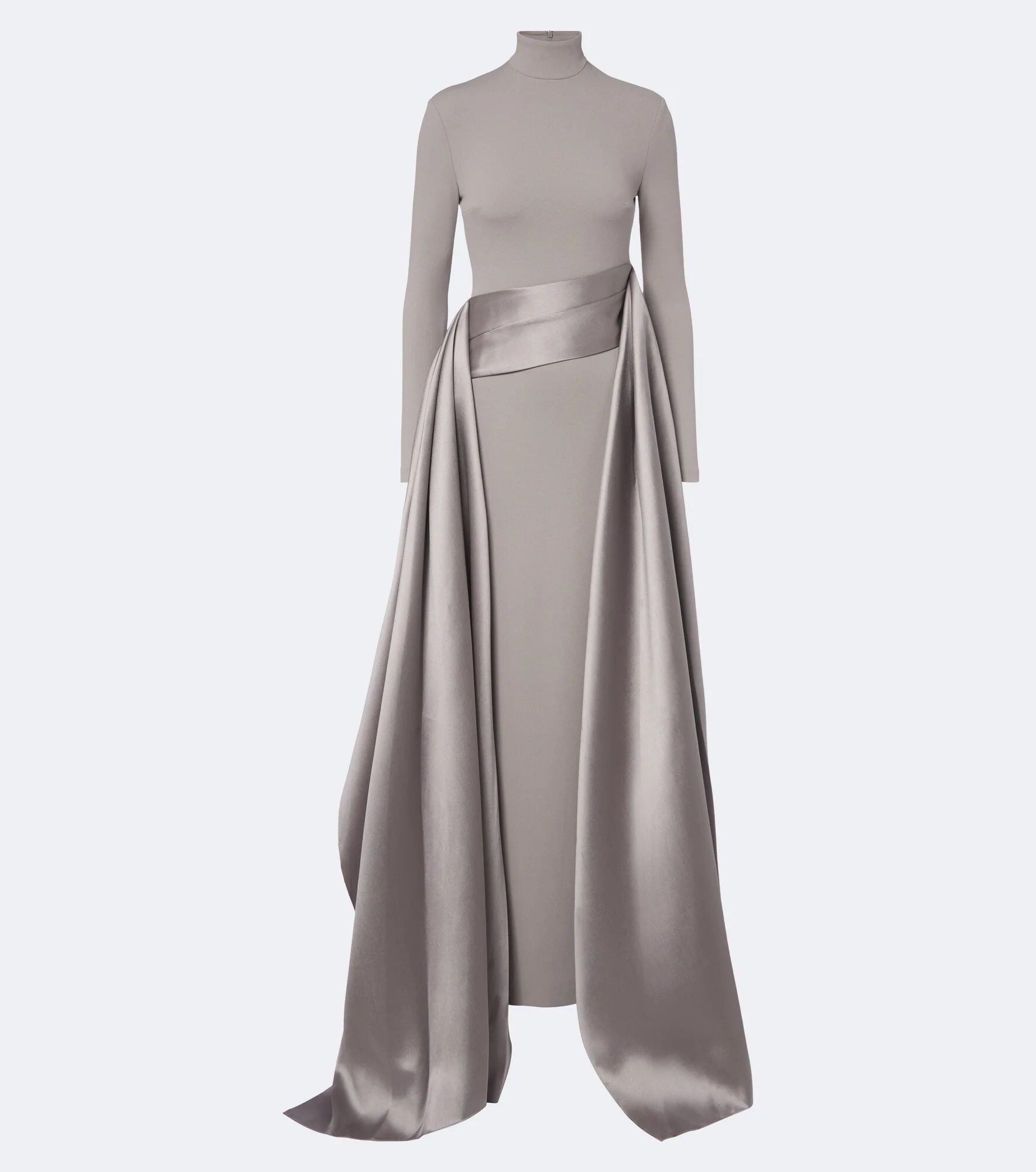 Olivia satin-trimmed crêpe gown - 1