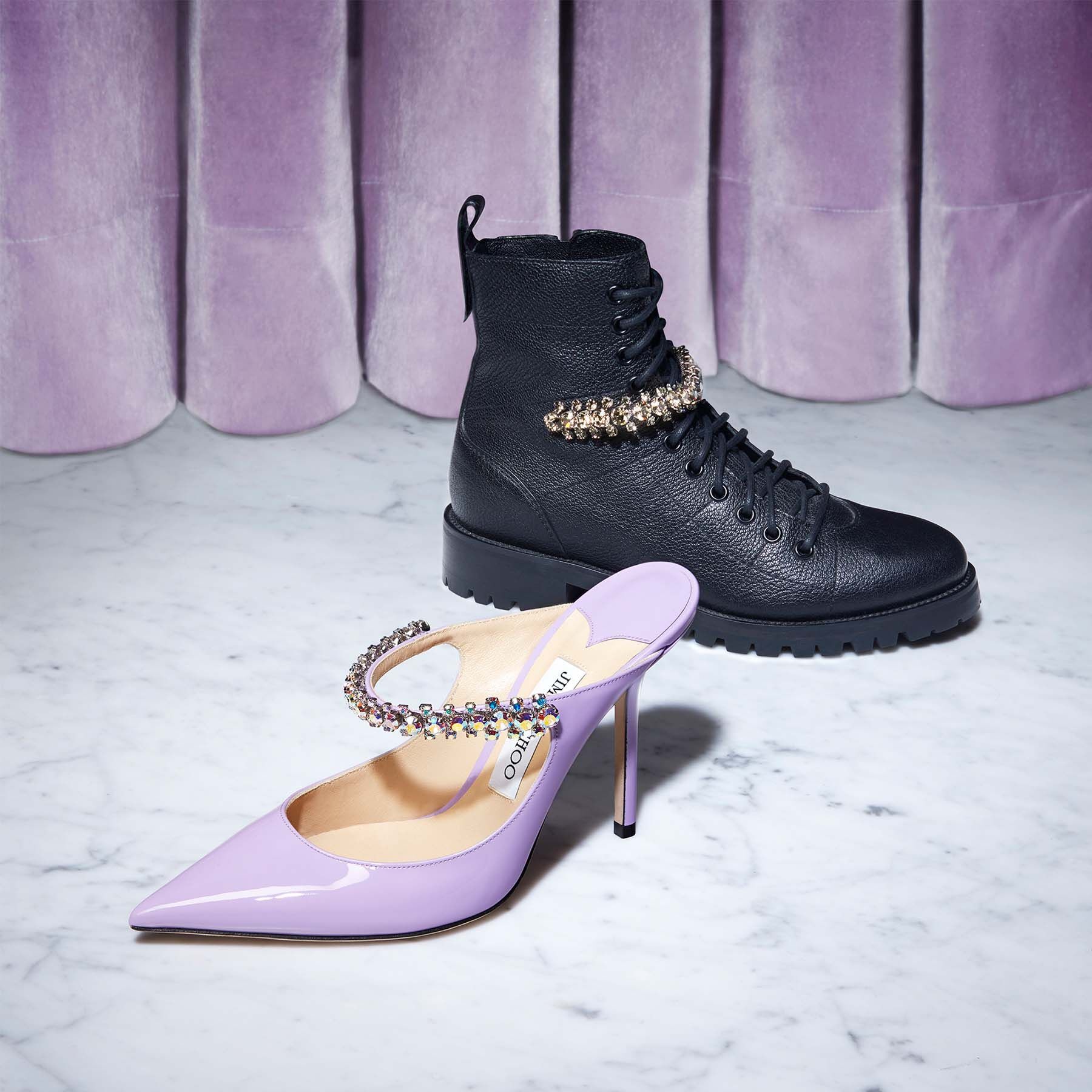 ジミーチュウ Jimmy Choo Bing 100 Sandals Bing 100 | Ballet Pink Patent Leather Mules with Crystal