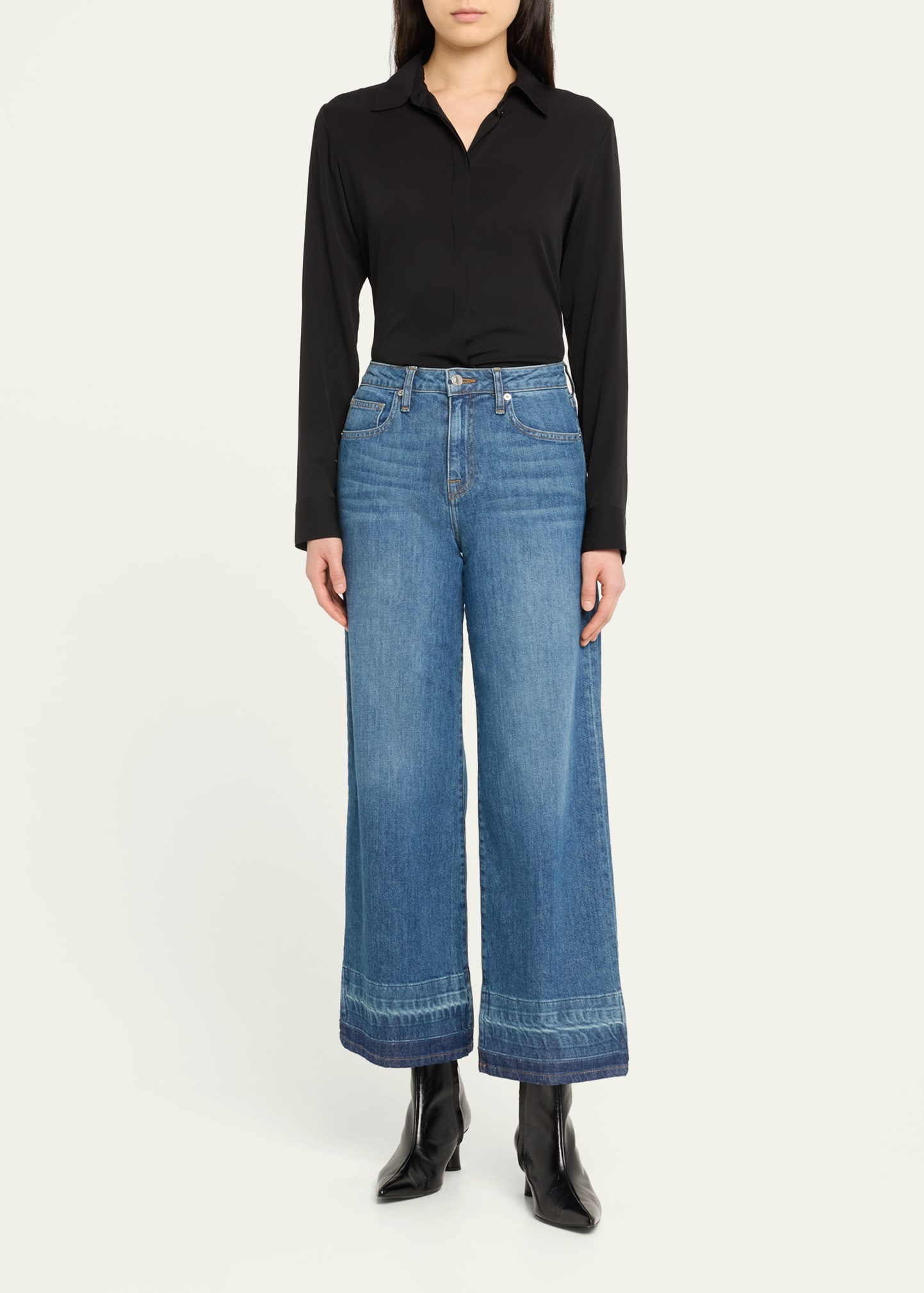 Jude Mid-Rise Cropped Wide-Leg Denim Jeans - 2