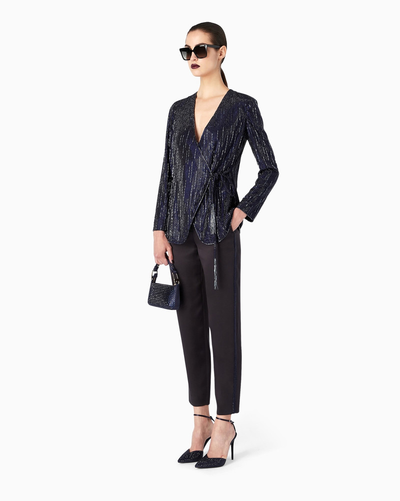 GIORGIO ARMANI Long silk jacket with crystal embroidery outlook