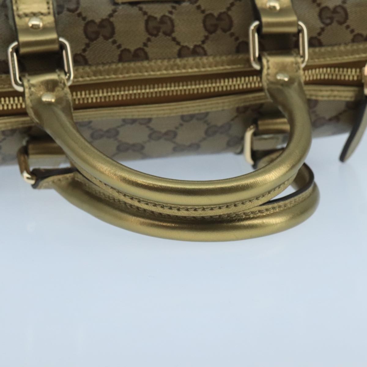 GUCCI GG Crystal Hand Bag Coated Canvas Brown Gold - 7