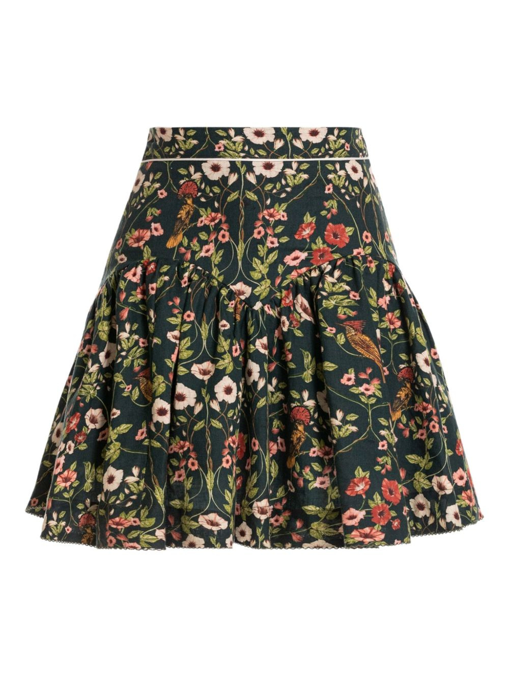floral-print linen skirt - 1