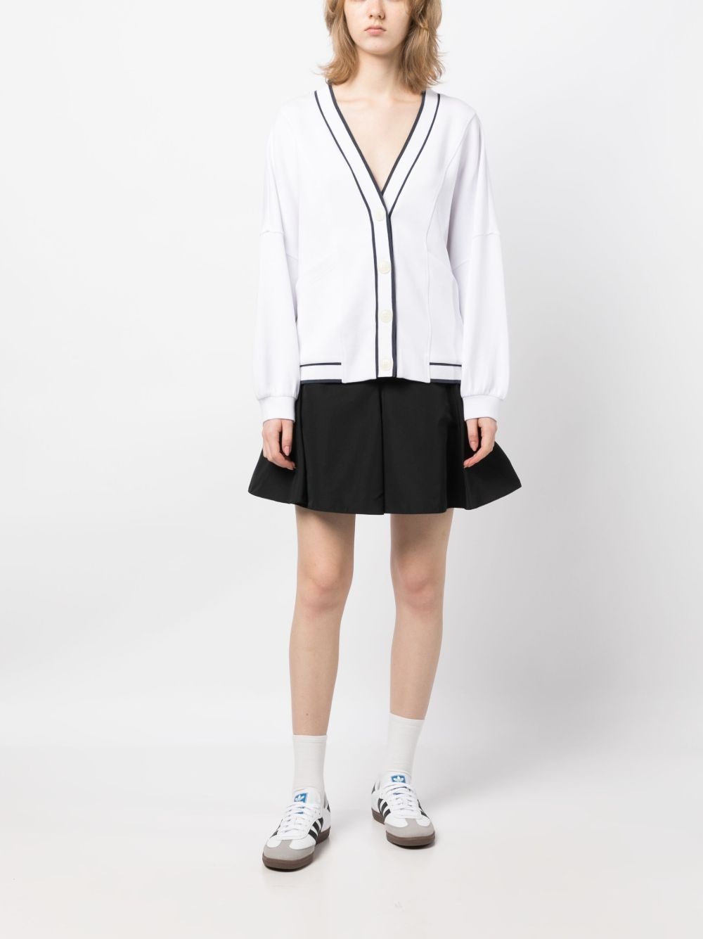 two-tone striped buttoned cardigan - 2