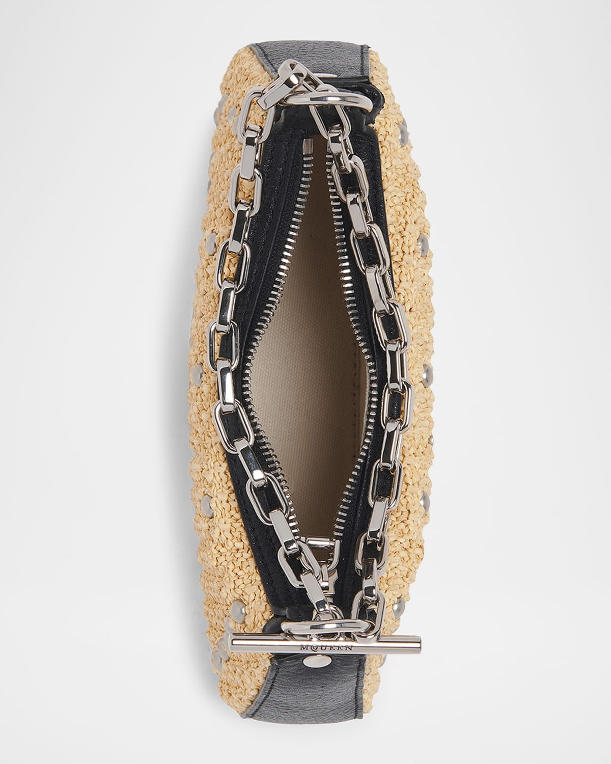T-Bar Mini Studded Woven Chain Top-Handle Bag - 4