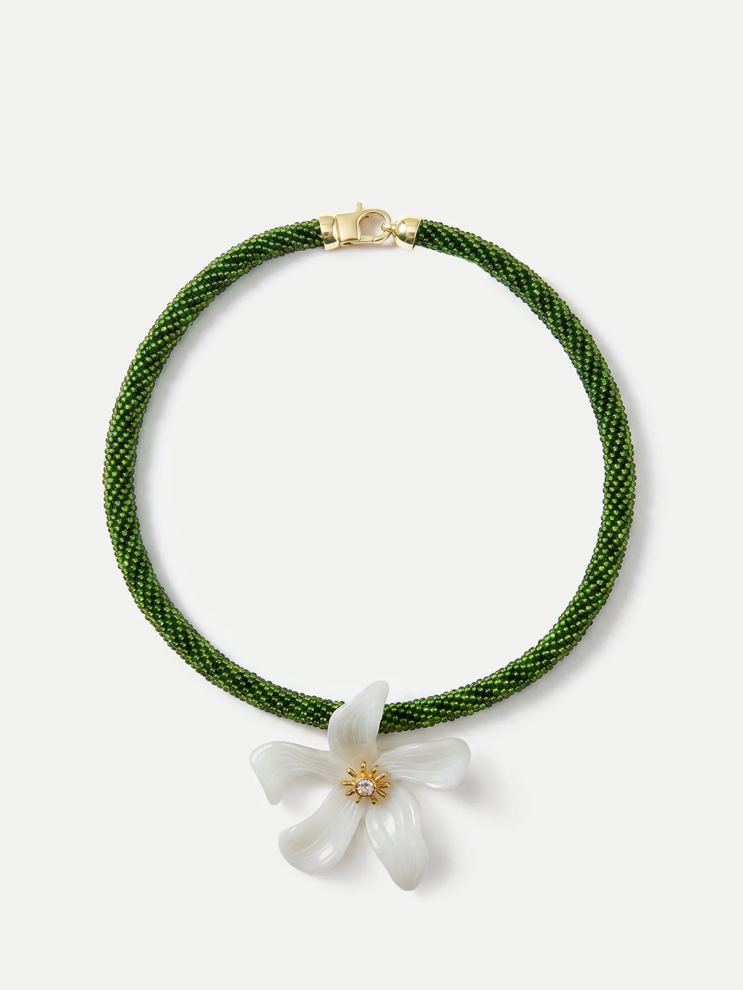 FLOWER PENDANT BEADED NECKLACE - 1