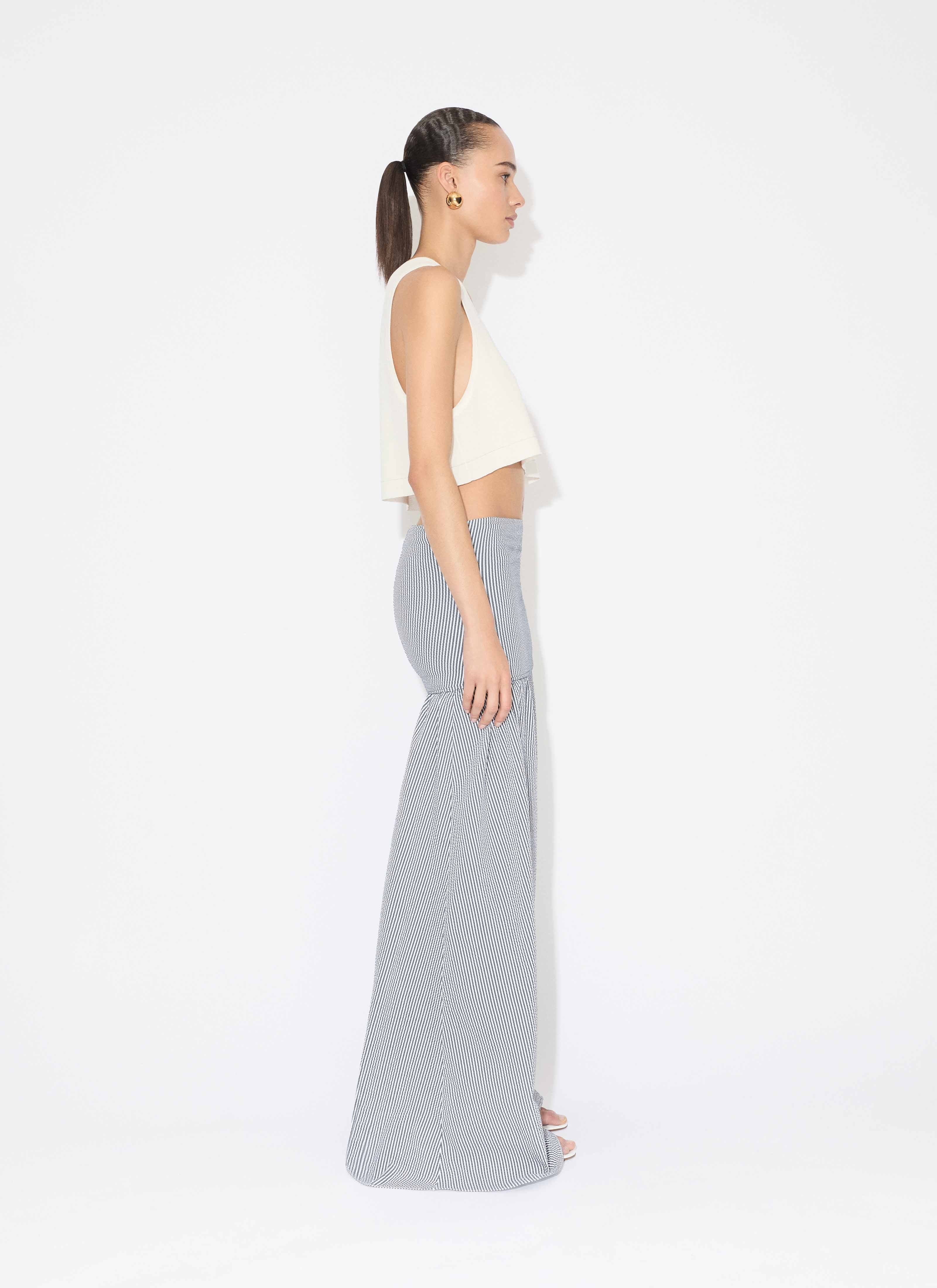 STRIPED SEERSUCKER COTTON BUSTIER JUMPSUIT - 5