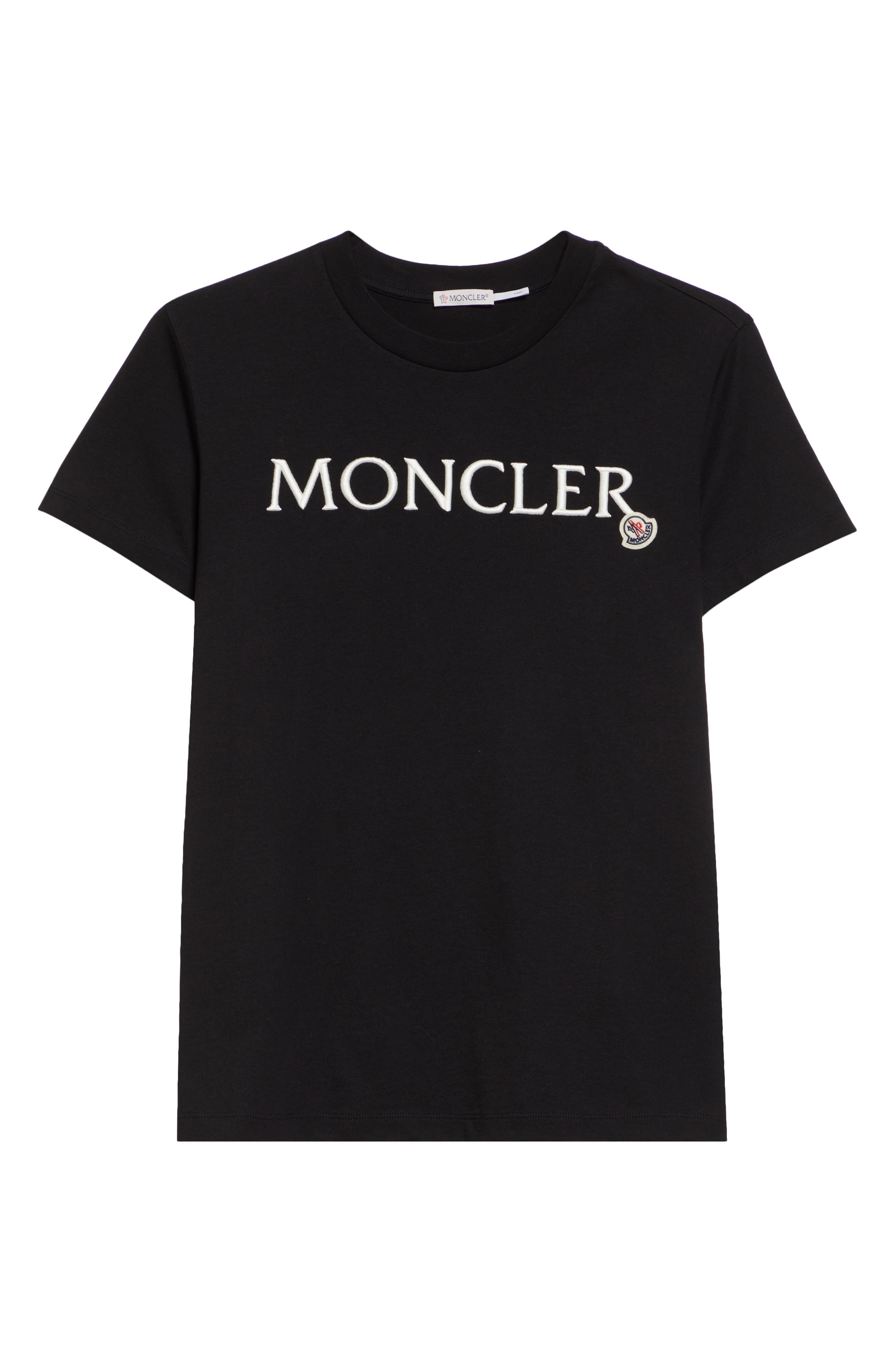 Moncler Logo Embroidered Cotton T-Shirt in Black at Nordstrom - 5