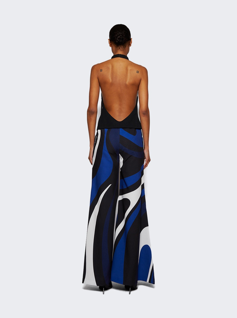 Marmo-print Jumpsuit Black And Blue - 5
