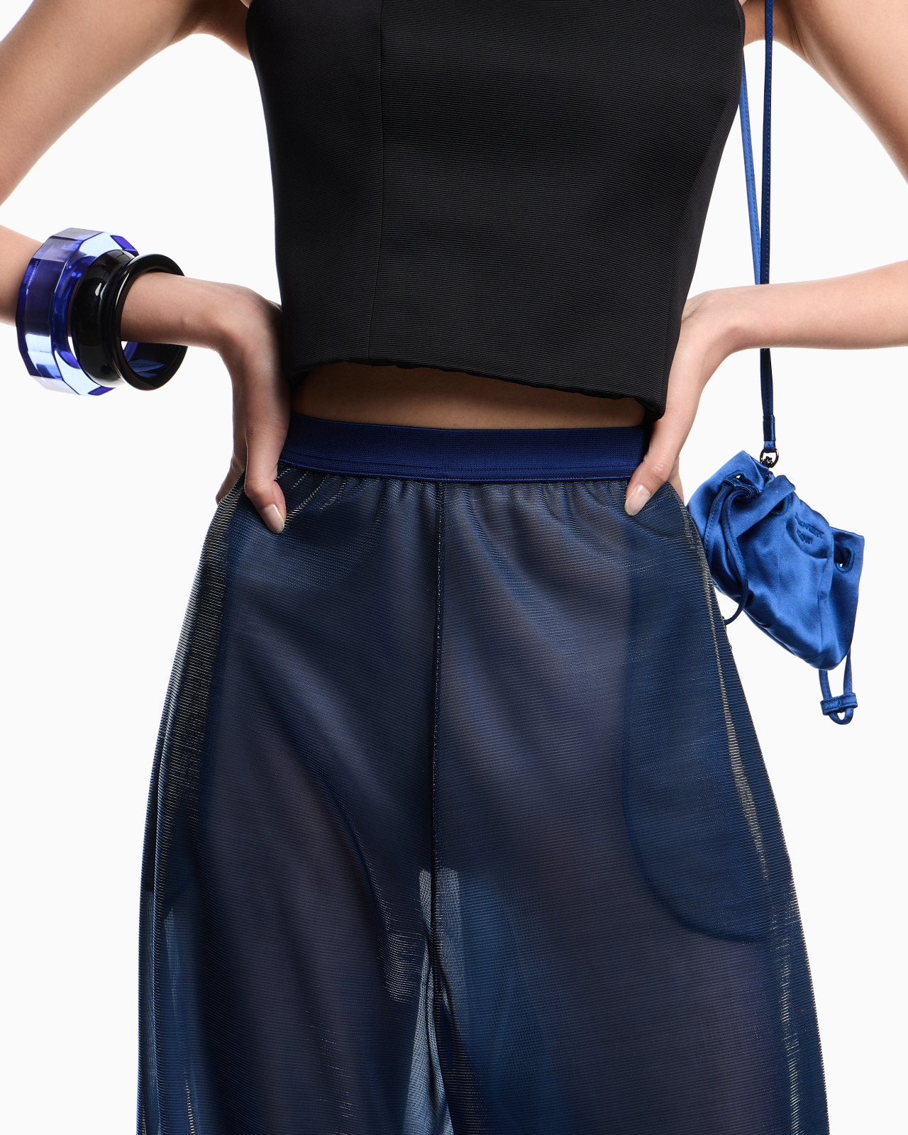 WIDE TROUSERS IN IRIDESCENT KNIT MESH - 5