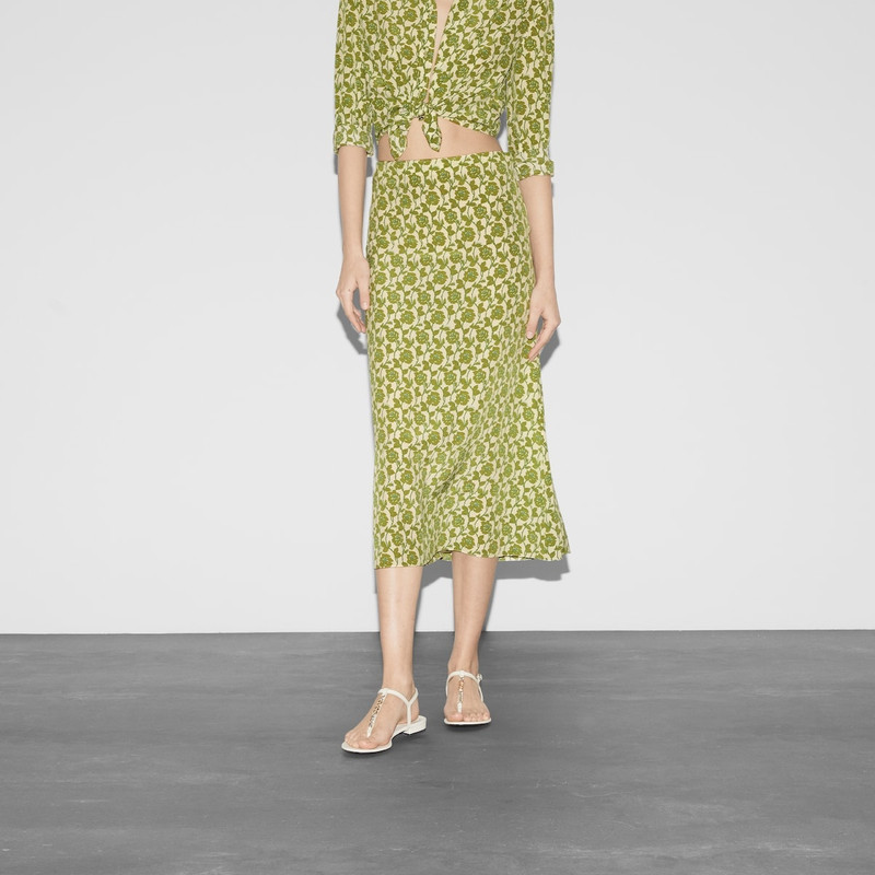 Floral print silk crêpe de chine skirt 3