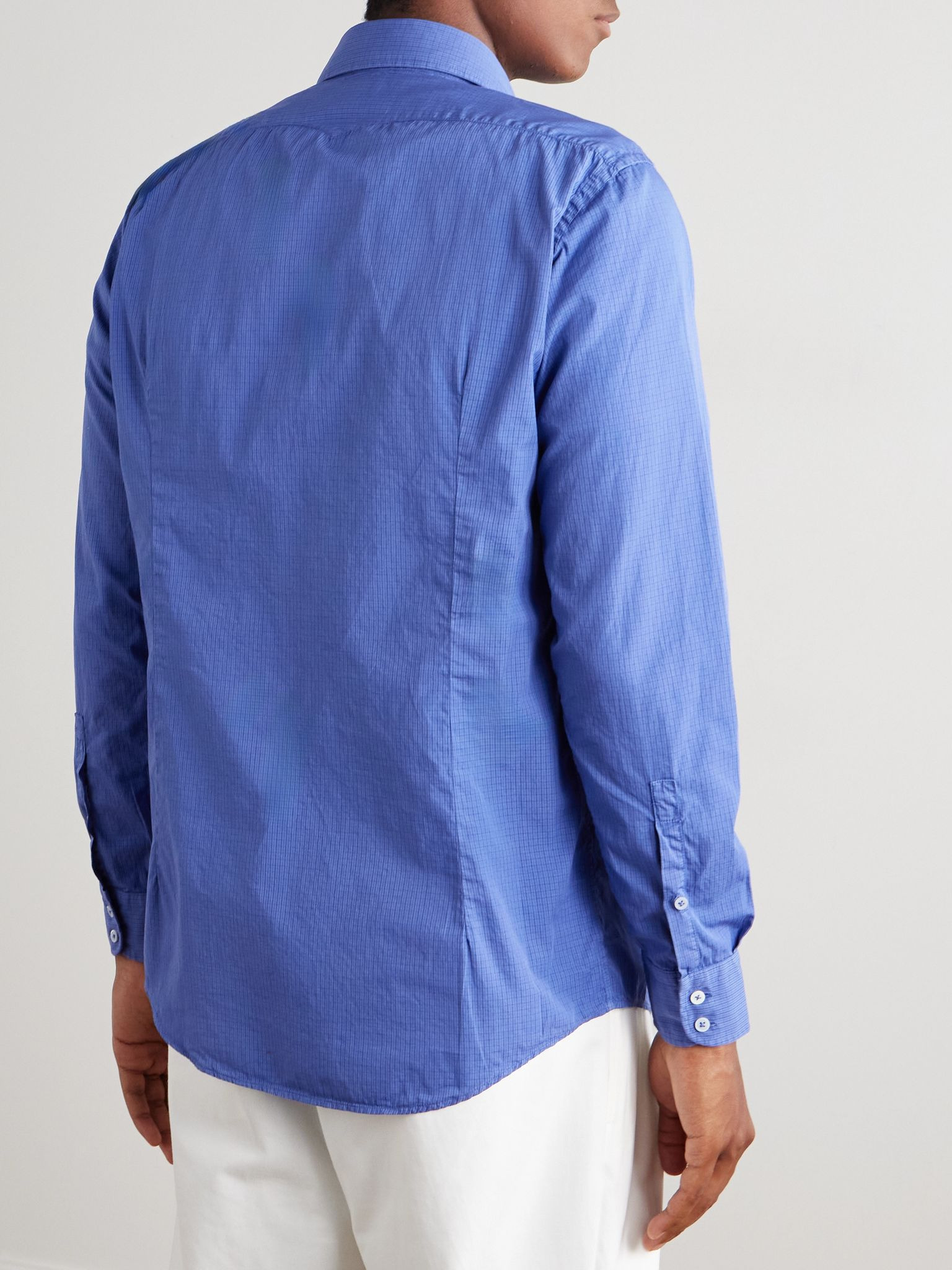 Canary Slim-Fit Checked Cotton-Poplin Shirt Blue - 4