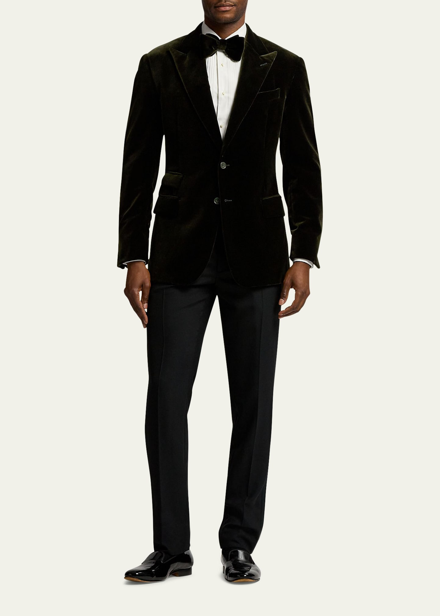 Men's Velvet Peak Lapel Single-Breasted Sport Coat - 2