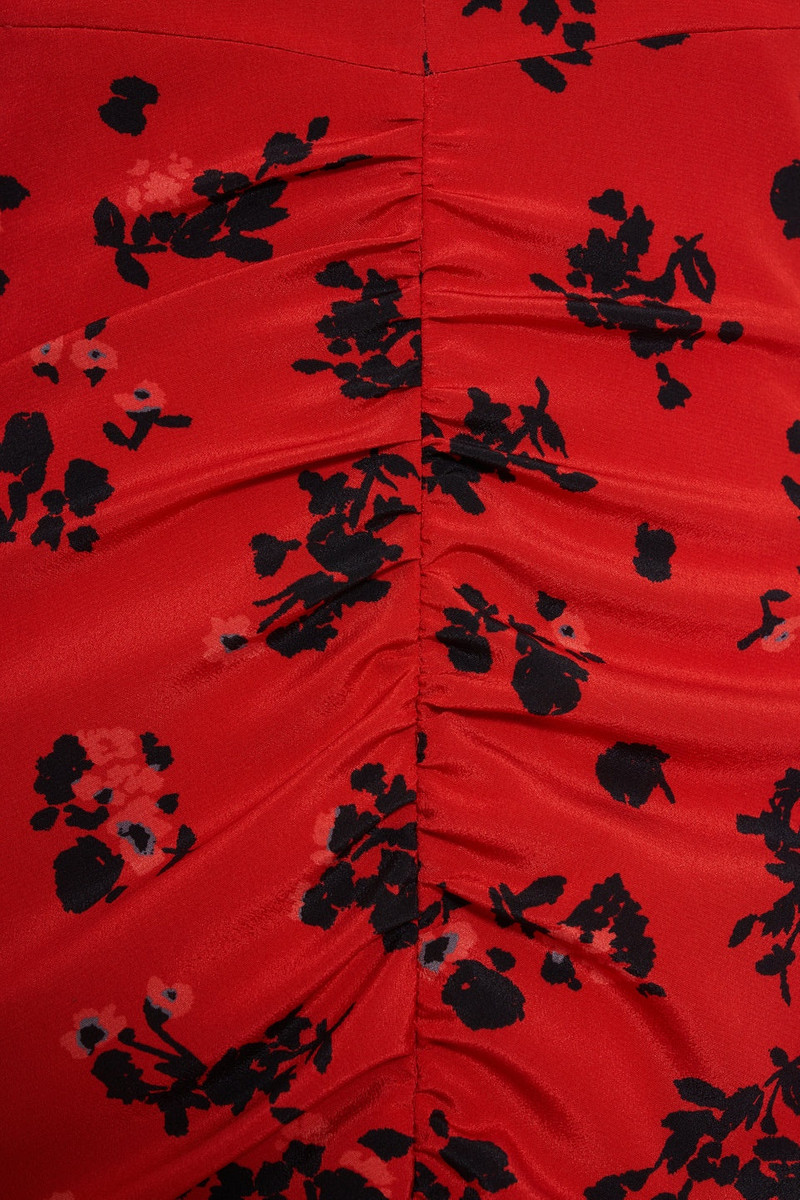 ROSE PRINT SILK HIGH NECK DRAPED MINI DRESS 3