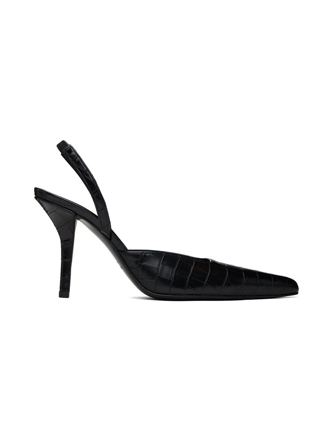 Black Octavie Croc Heels - 1