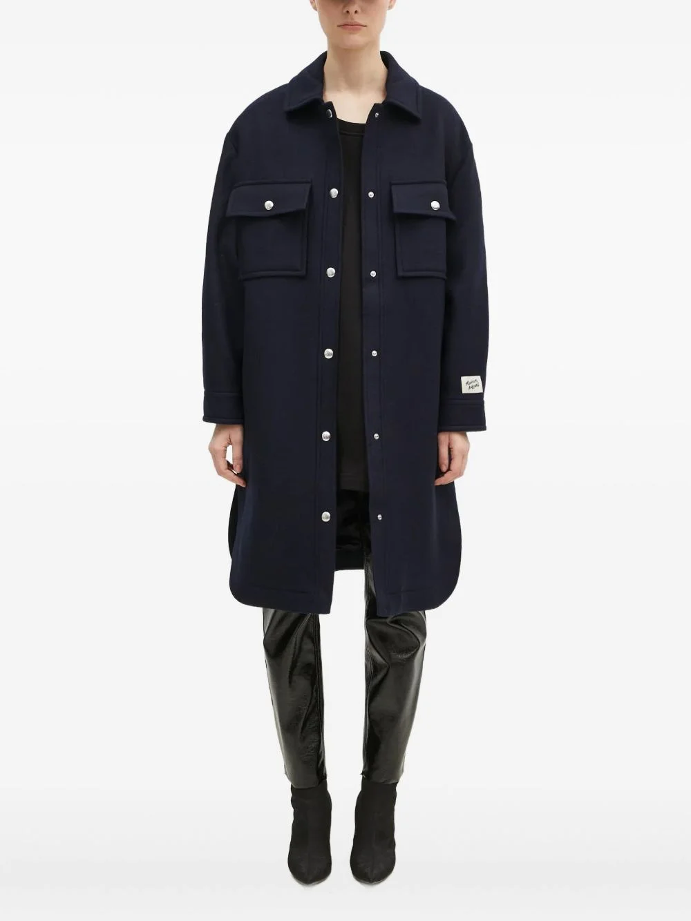 logo-embroidered three-quarter sleeve T-shirt - 1