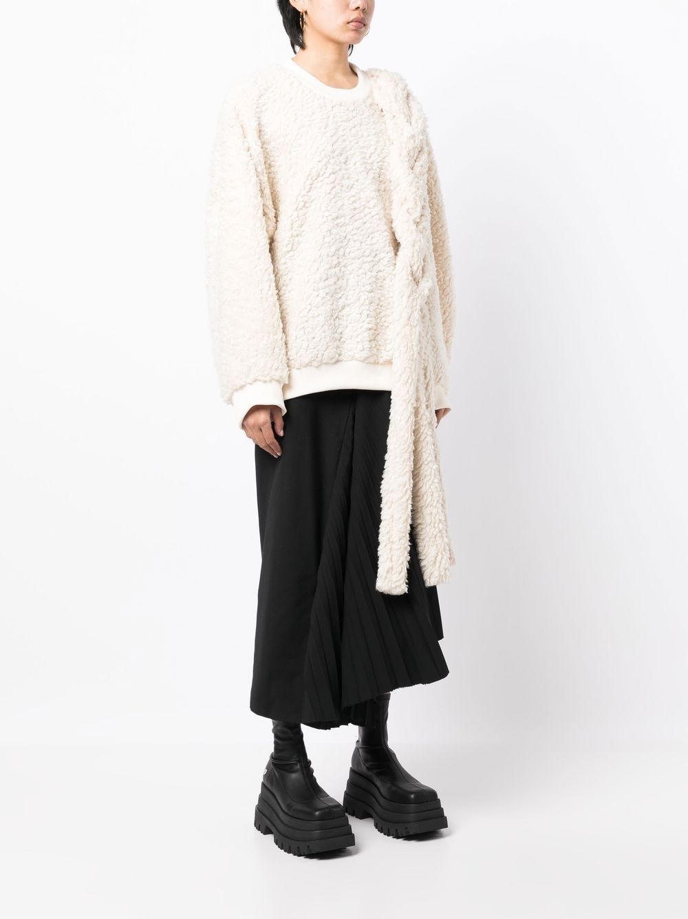 braid-detail fleece sweatshirt - 3